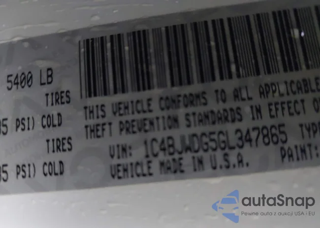 1C4BJWDG5GL347865: 43730267