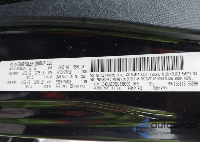 1C4BJWEG5DL538986: 43730308