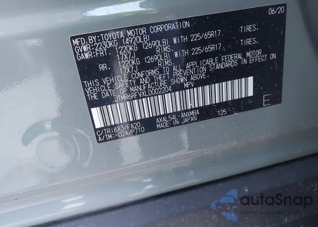 JTMR6RFVXLD002204: 43730359