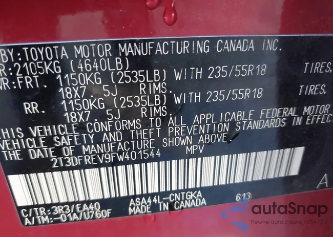 2T3DFREV9FW401544: 43730441