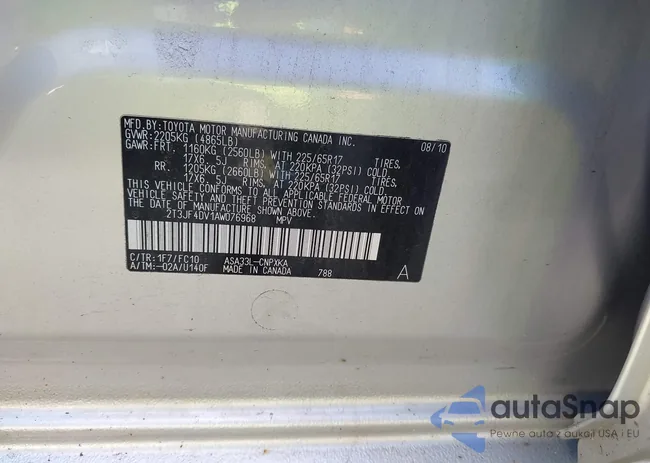 2T3JF4DV1AW07698: 43730530