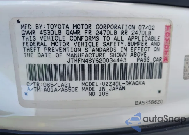 JTHFN48Y620034443: 43730567