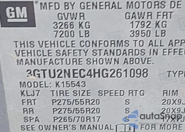 3GTU2NEC4HG261098: 43729727