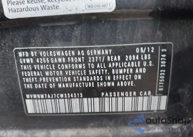 WVWNM7AJ7CW334313: 43729925