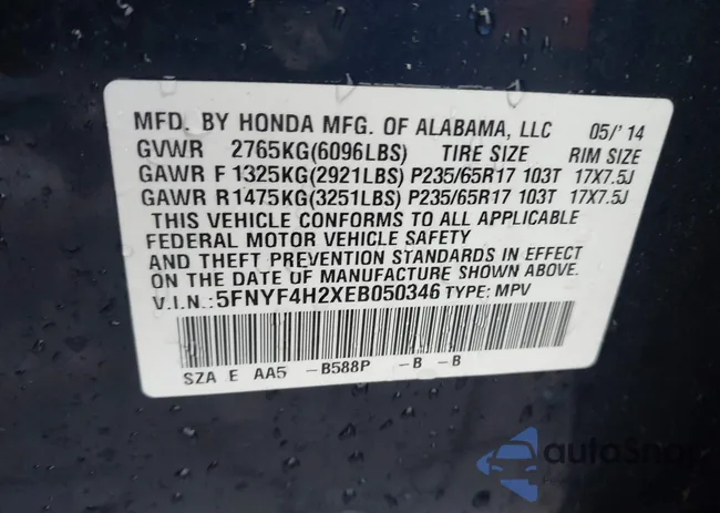 5FNYF4H2XEB050346: 43729963