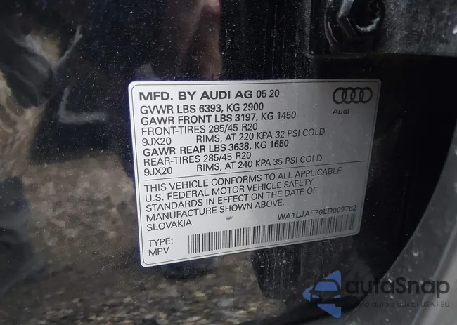 WA1LJAF70LD009762: 43731087