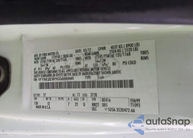 1FTNE2EW1CDA66845: 43731246