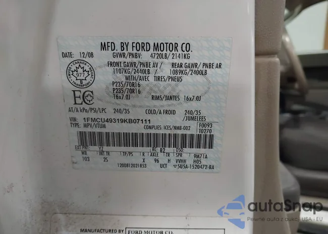 1FMCU49319KB07111: 43731328