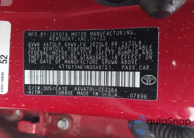 4T1G11AK1NU048751: 43731353