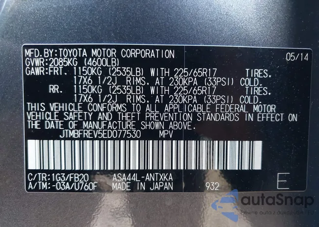 JTMBFREV5ED077530: 43731375