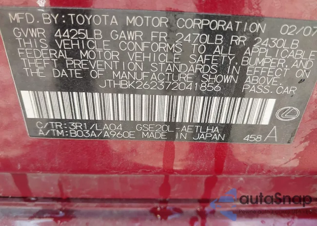 JTHBK262372041856: 43731396