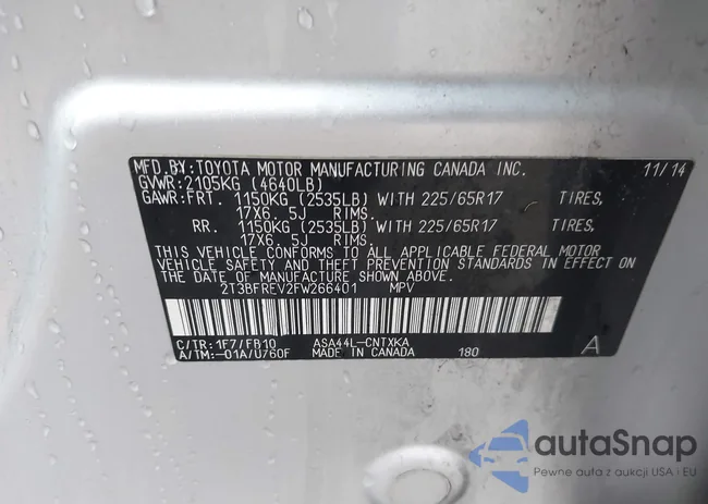 2T3BFREV2FW266401: 43731456