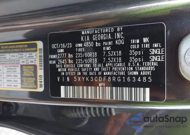 5XYK3CDF8RG163485: 43731475