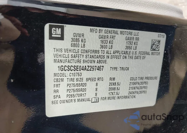 1GCSCSE04AZ297467: 43731602