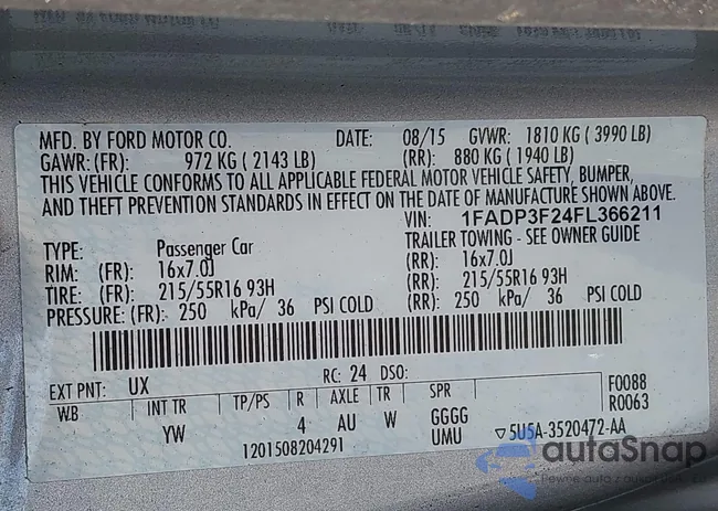 1FADP3F24FL366211: 43730889