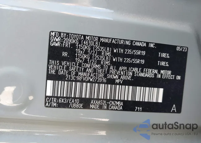 2T3C1RFV0PW273916: 43732042