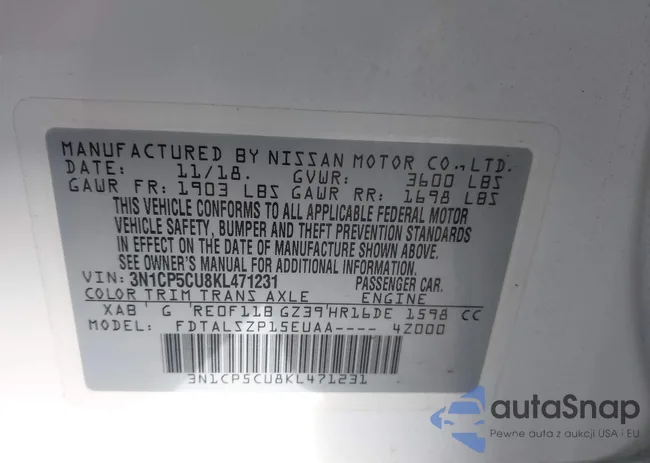 3N1CP5CU8KL471231: 43732127