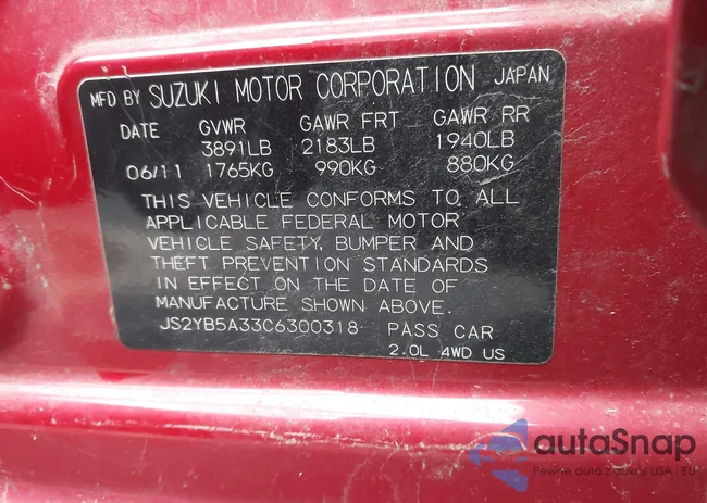 JS2YB5A33C6300318: 43732332