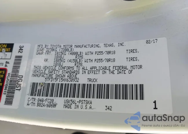 5TFDY5F15HX630932: 43732445