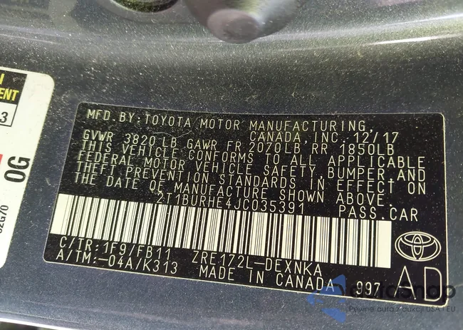 2T1BURHE4JC035391: 43732621