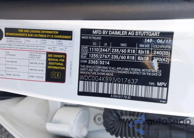 WDC0G4KB9JV017637: 43731678