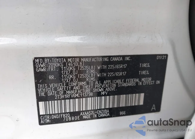 2T3H1RFV6MC113798: 43731748