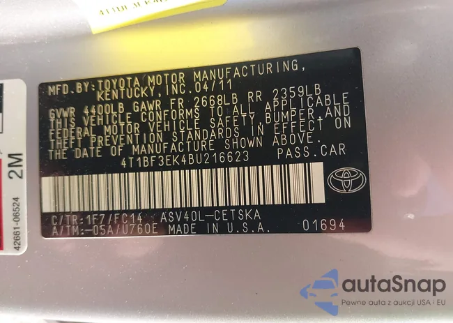 4T1BF3EK4BU216623: 43731981