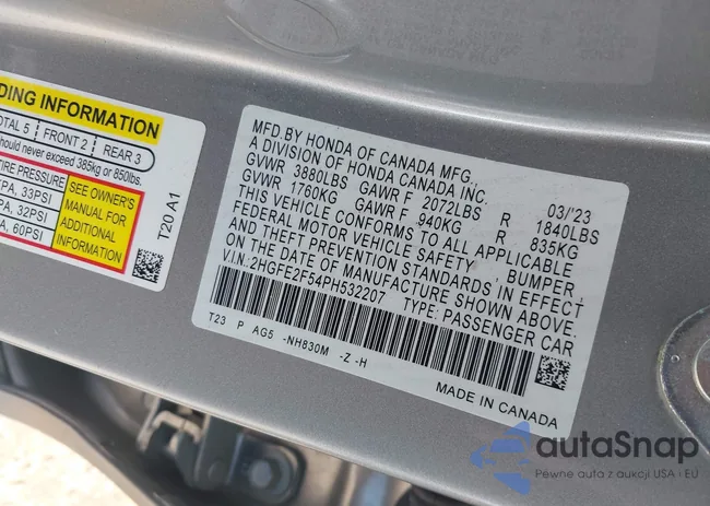 2HGFE2F54PH532207: 43733156