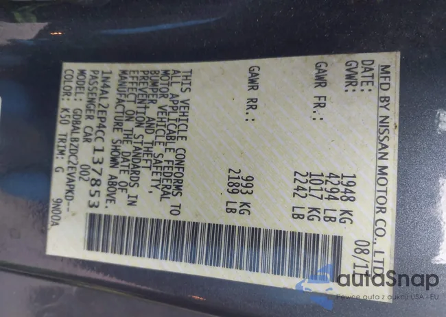 1N4AL2EP4CC137853: 43733272