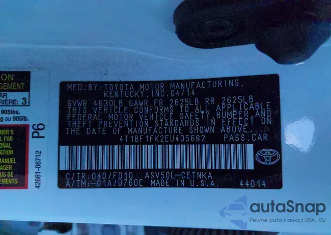 4T1BF1FK2EU405682: 43733320