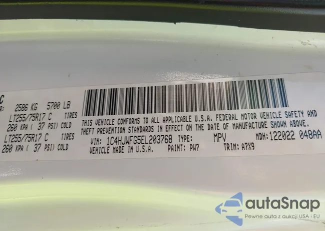 1C4HJWFG5EL203768: 43733443
