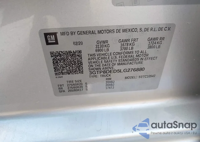 3GTP8DED5LG276880: 43733553