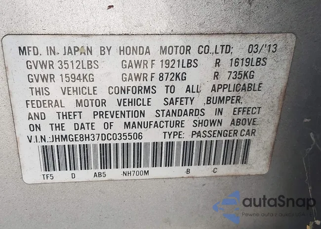 JHMGE8H37DC035506: 43733571