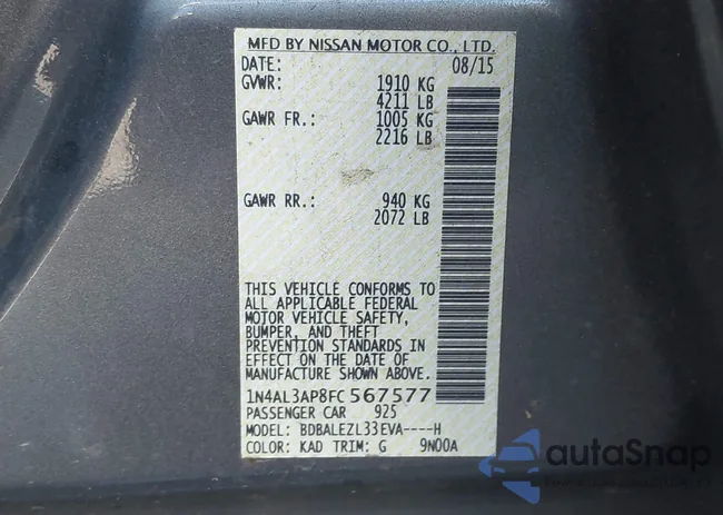 1N4AL3AP8FC567577: 43732658