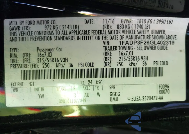 1FADP3F26GL402319: 43732988