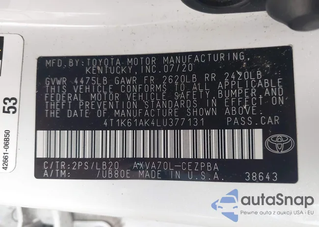 4T1K61AK4LU377131: 43734137