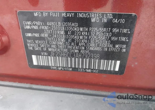 JF2SH6CC3AH792398: 43734221