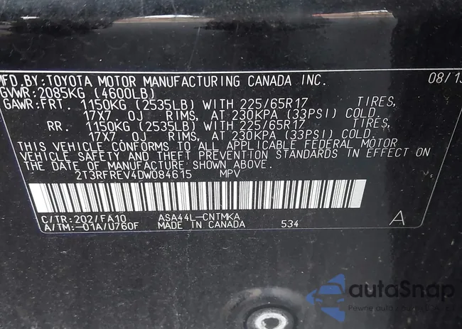 2T3RFREV4DW084615: 43734246