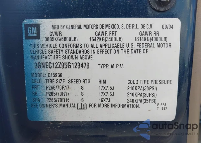 3GNEC12Z95G123479: 43734275