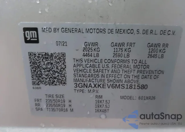 3GNAXKEV6MS181580: 43734330