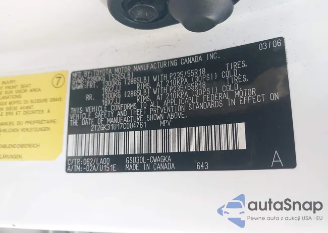 2T2GK31U17C004761: 43734434