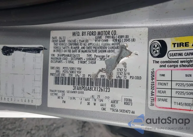 3FAHP0JA8CR126123: 43734517