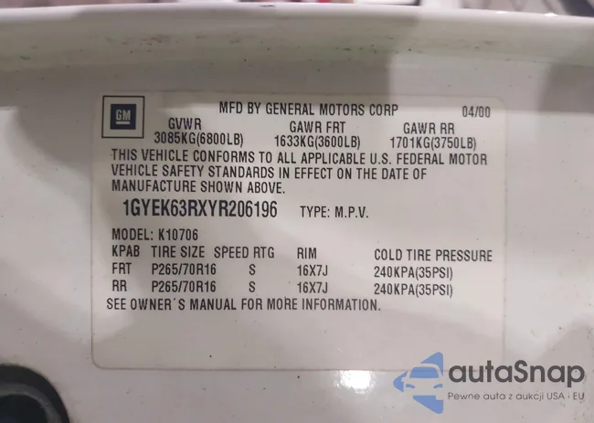 1GYEK63RXYR206196: 43734573