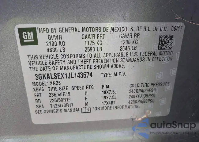 3GKALSEX1JL143674: 43734577