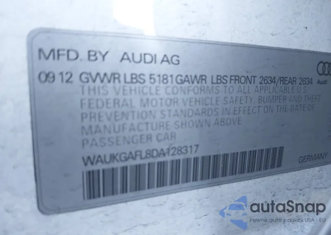 WAUKGAFL8DA128317: 43734603
