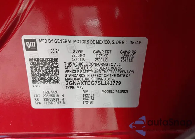 3GNAXTEG7SL141779: 43734611