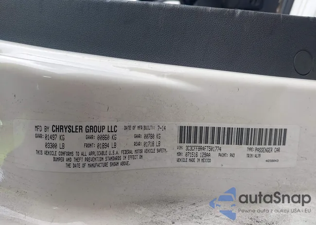 3C3CFFBR4FT501774: 43733722