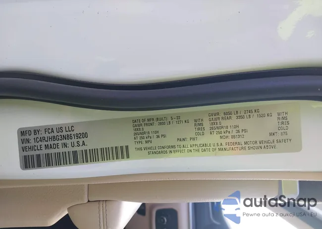 1C4RJHBG3N8619200: 43733868