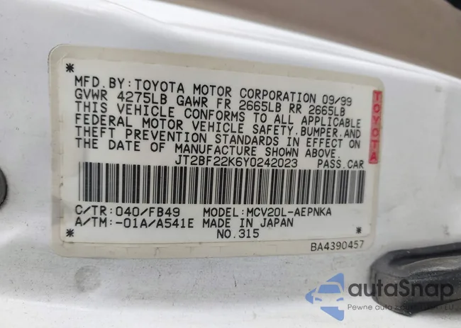 JT2BF22K6Y0242023: 43735236