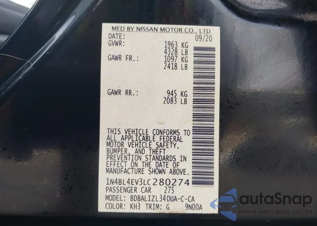 1N4BL4EV3LC280274: 43735349